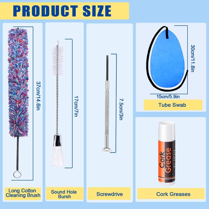 Niantime Flute Care Cleaner Kit with Cork Grease,Multifunctional Cleaning Brush, Cotton Cleaning Brush, Swab and Screw, Flute Cleaning Kit for Base Maintenance - Image 2
